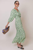 Kendall Jenner Wedding Guest Dress Ruffled V-neck Wrap Style Waist Slimming Floral