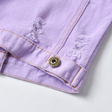Children Jean Jackets Casual Ultra Short Denim Jacket Spring Solid Color Long Sleeve