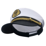 Captains Hat White Military Cap Embroidered Flat Top Sailor Men and Women