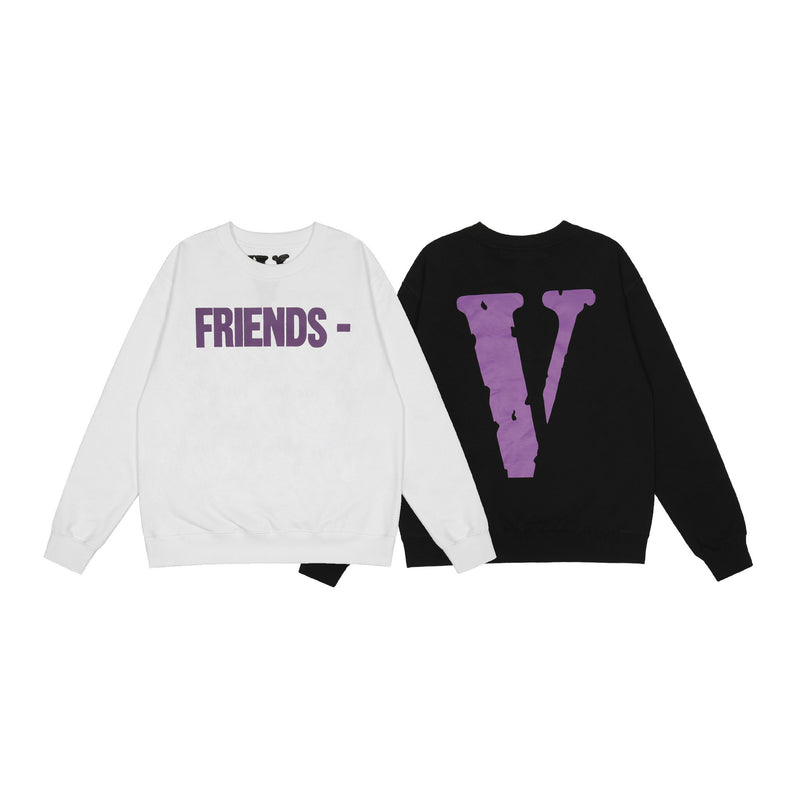 Vlone Sweatshirt Letter Large V Round Neck Terry Sweater For Men
