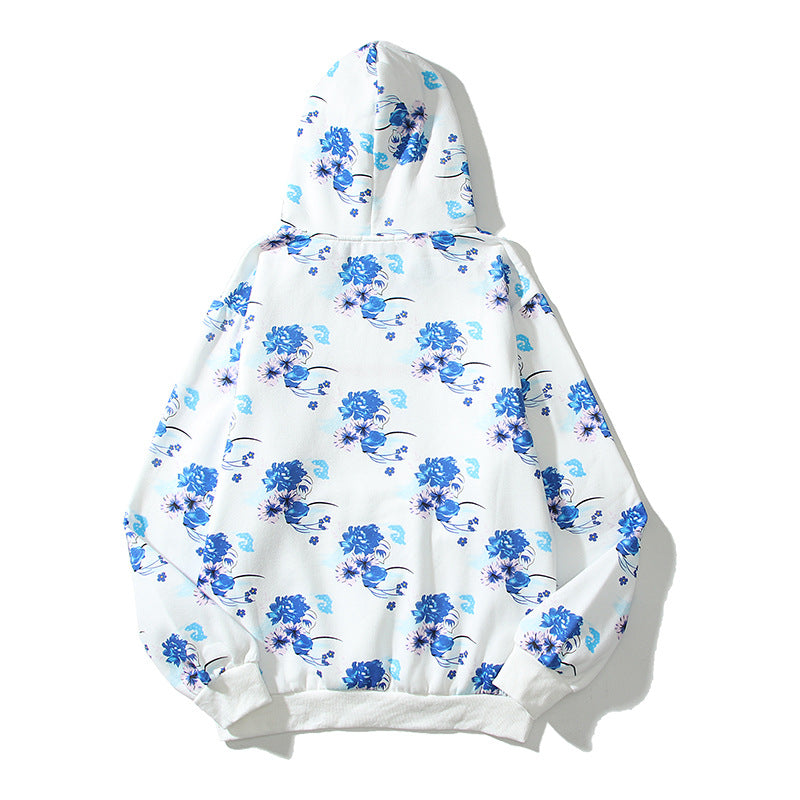 Kanye West Sunday Service Hoodie Autumn And Winter Floral Full Printed Embroidery Brushed Hoodie Couple