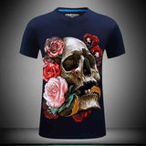 Skull Apparel 3D Pattern T-shirt Printed round Neck