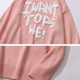 Men Sweater Letter Printed Crew Neck Sweater Men Loose Pullover