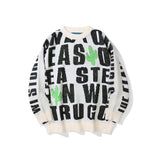 Men Sweater Letter Jacquard Sweater Men's Trendy Pullover
