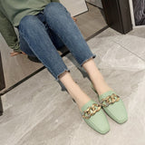 Finn Chain Pointed Toe Mule Summer Low Heel Pump Women's Chain Breathable Closed Toe Women's Shoes