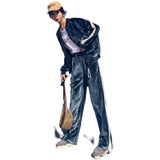 Velour Tracksuit Spring and Autumn Loose Slim-Fit Jacket Two-Piece Pants