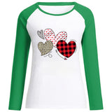 Valentine's Day T Shirt Long Sleeve Leopard Plaid Heart Printing