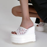 Platform Heels for Women Summer Platform High Heel Non-Slip Beach Peep-Toe Slippers