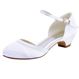 Low Heel Wedding Shoes White Low-Cut Chunky Heel Women's Shoes Low Heel 3cm High Heel Women's Shoes