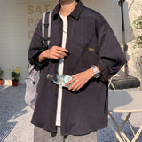 Men Jackets 3/4 Sleeve Shirt Loose Casual