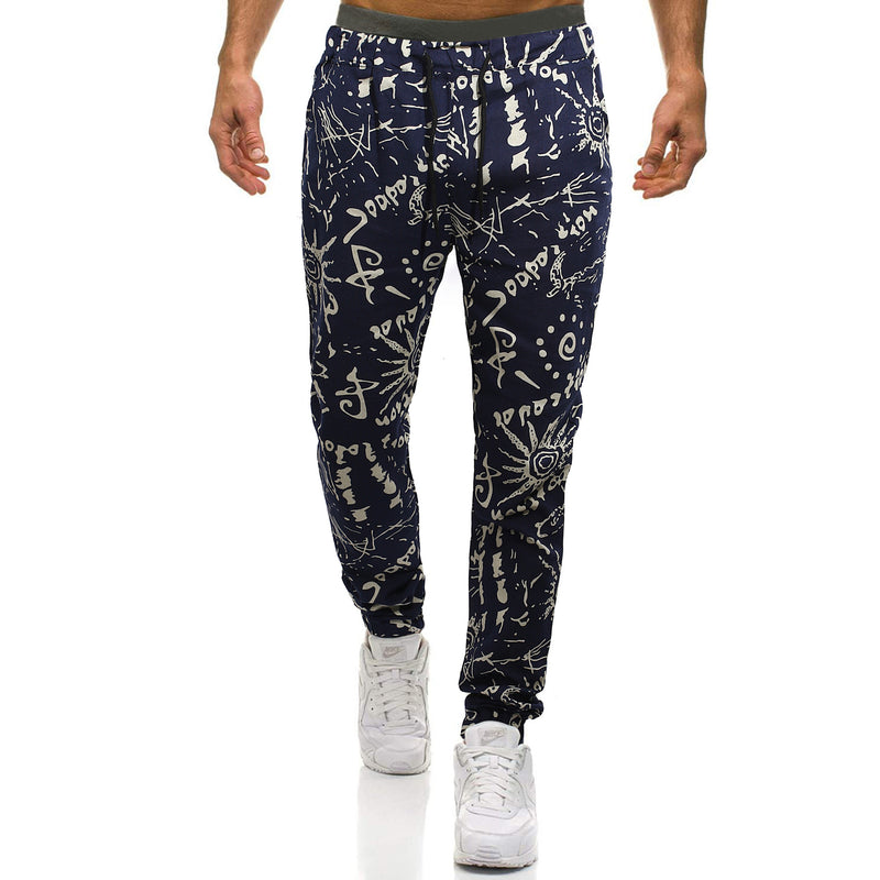 Men's Pants Men's Sports Pants Slim-Fit Printed Trousers