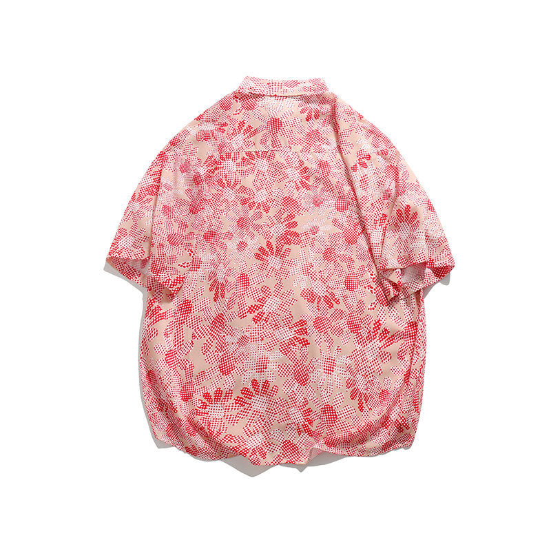 Men T Shitrs Blooming Flowers Printing Lapel