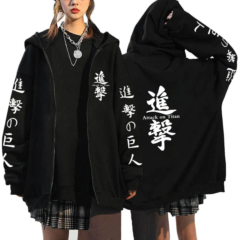 Anime Hoddies Anime Attack on Titan Zipper Sweater Leisure Sports Sweater Coat