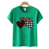Valentine's Day T Shirts Couples Color Leopard Print Heart Printing Pullover Short Sleeve T-shirt