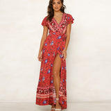 Gypsy Style Dresses Bohemian Print Lace-up Sexy Dress