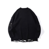 Men Sweater Stitch Design Pin Ripped Sweater Men's Trendy Pullover