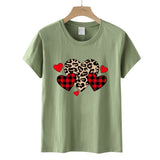 Valentine's Day T Shirts Couples Leopard Print Heart Printing Women's Pullover Short Sleeve T-shirt