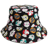 Bucket Hat Fishing Cap Cotton Print Fisherman Hat Cat and Mouse Cartoon Printed Sun Hat