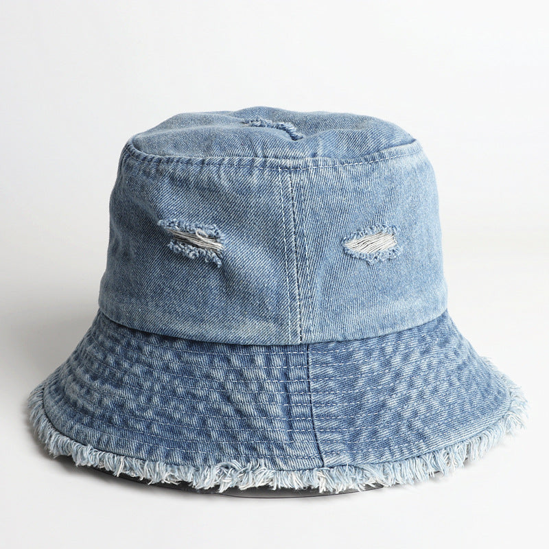 Denim Bucket Hat Fishing Cap Cotton Print Fisherman Hat Female Burr Fashion Sun Hat