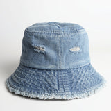 Denim Bucket Hat Fishing Cap Cotton Print Fisherman Hat Female Burr Fashion Sun Hat