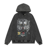 Kanye West Sunday Service Hoodie Distressed White Tiger Terry Loose-Fitting Hoodie