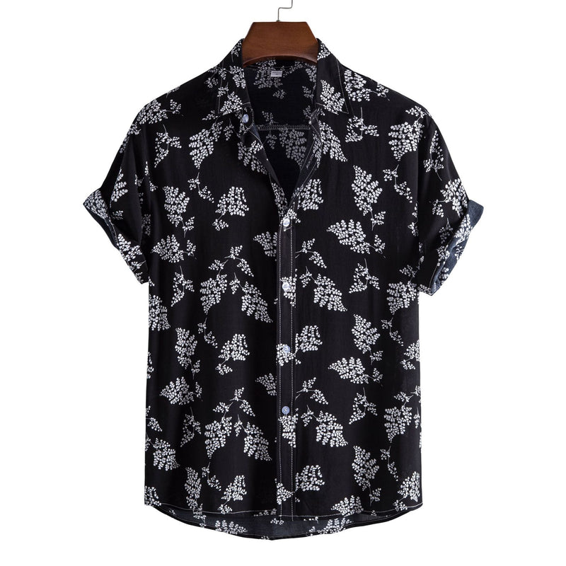 Camp Collar Shirt Printed Short Sleeve Shirt Loose