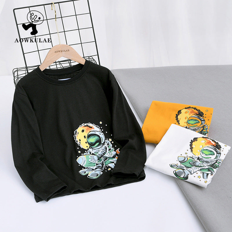 Children Long Sleeve Shirts Boy's Long-Sleeved T-shirt 100% Cotton Coat
