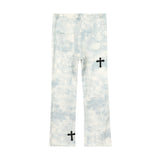 Man Fall Outfits Hip Hop Letter Paint-Splashing Style Graffiti Jeans Loose Straight Trousers