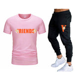 Vlone T Shirts & Pants 2 Piece Set Men'S Summer T-Shirt Short Sleeve Sports And Leisure