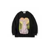 Man Fall Outfits Letter Foam Printed Crew Neck Sweatshirt Men and Women Autumn Loose Long Sleeve T-shirt