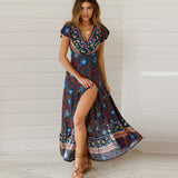 Gypsy Style Dresses Bohemian Print Lace-up Sexy Dress