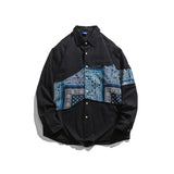 Man Fall Outfis Autumn Vintage Stitching Long-Sleeved Shirt Men's Loose Street Casual Couple Flower Shirt