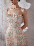 Kendall Jenner Wedding Guest Dress Embroidery Floral Cross Strap Style Small Floral