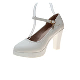 Nude Block Heels Chunky Heel Platform Super High Heel Low-Cut Shoes