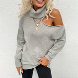 Women Pullover Knit Sweater Autumn off-Shoulder Sexy Sweater for Women