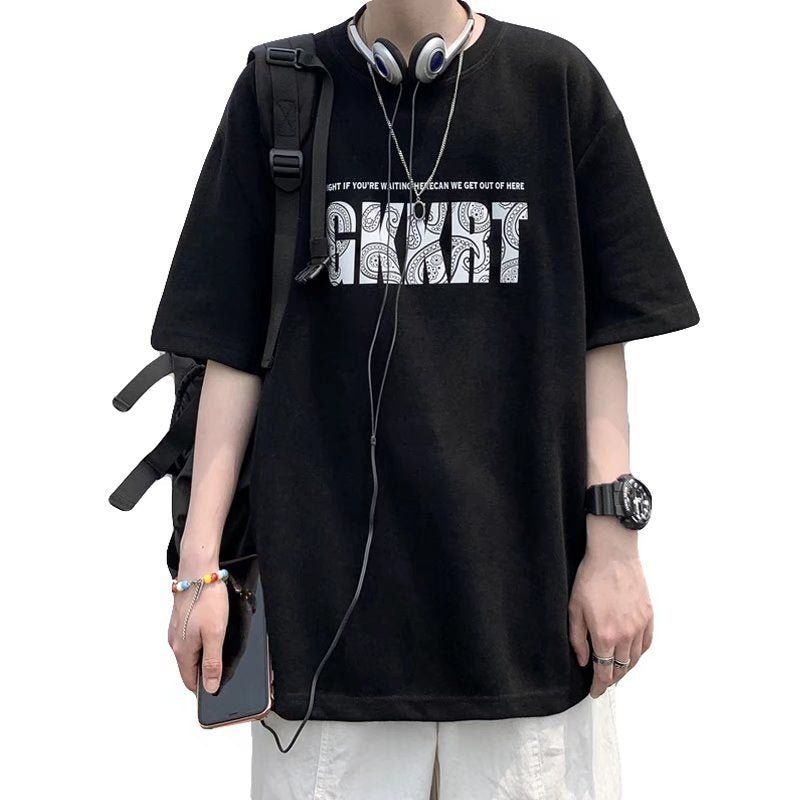 Men T-Shirts Loose Printed Half Sleeve