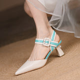 Nude Low Block Heel Color Matching