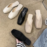 Women Open Toe Sandals Flats Summer Slip-on Slippers Fashion Outerwear