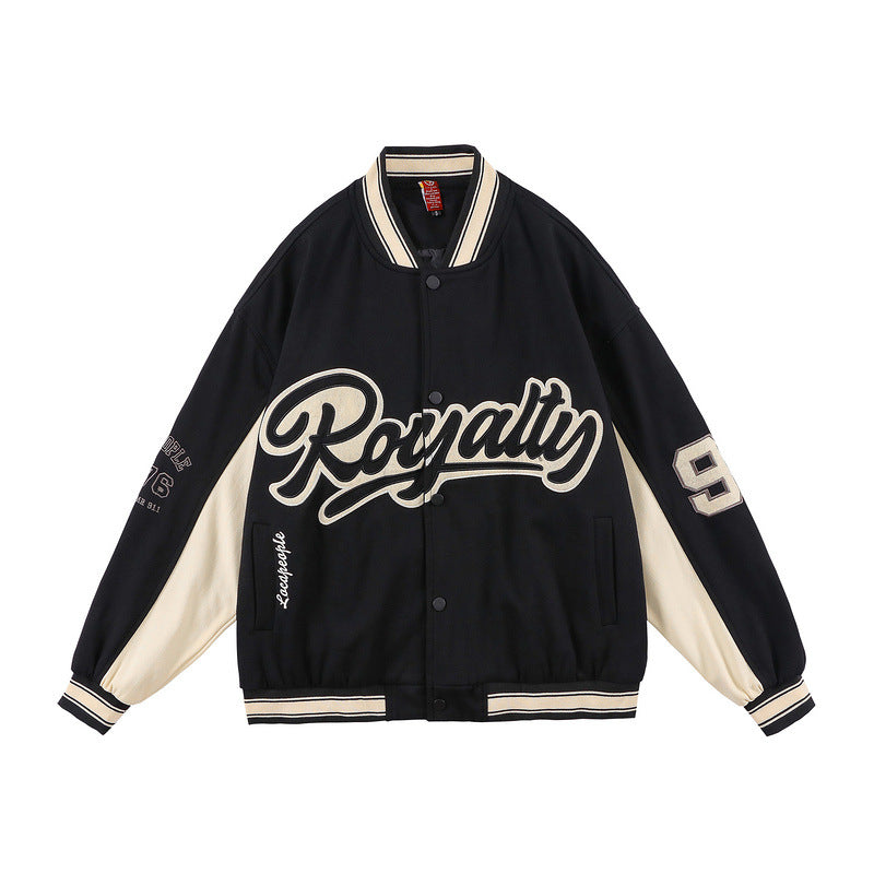 Man Fall Outfits Retro Alphabet Embroidered Baseball Uniform Cotton-Padded Jacket for Men and Women