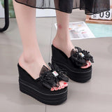 High Heels Slippers Summer Wedge Platform Bow Fashion Slippers