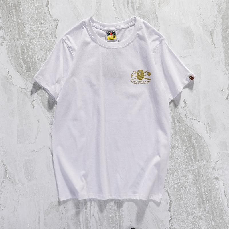 Bathing Ape T Shirt Cartoon Anime Short Sleeve White Loose Round Neck Summer T-shirt