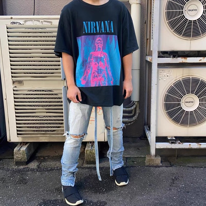 Nirvana T Shirt Vintage Retro Casual Loose-Fitting T-Shirt Fog