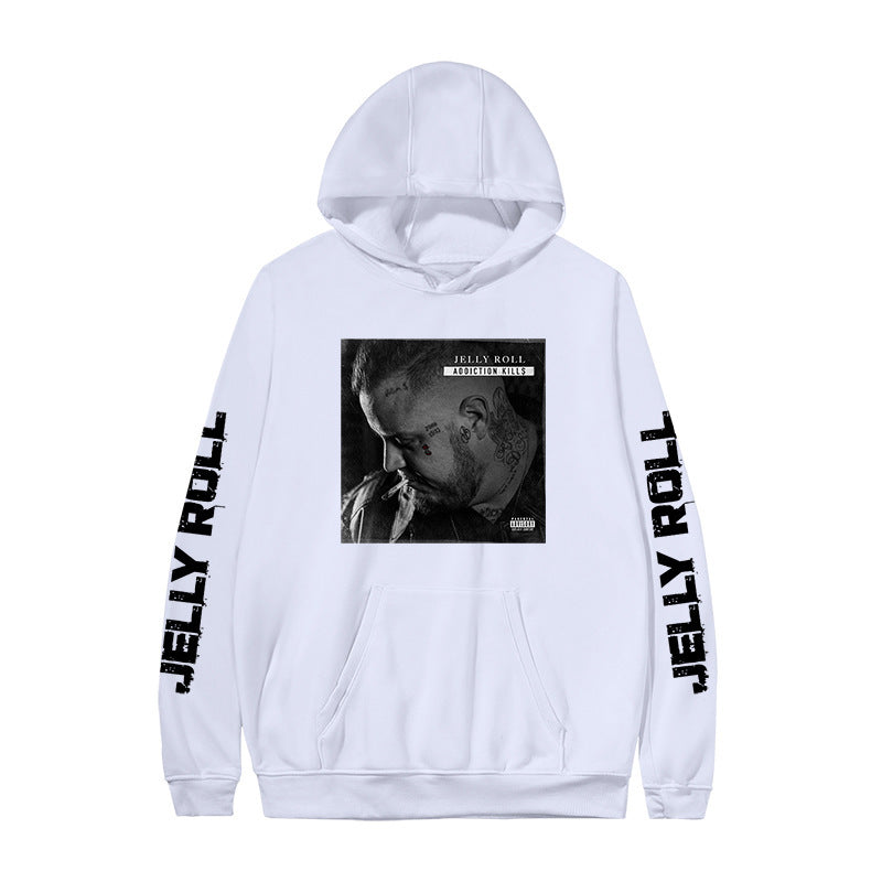 Jelly Roll Hoodie Printed Hood Sweatshirt Loose Fleece