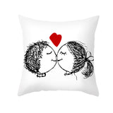 Valentine's Day Pillow Covers 4 Piece Random Styles Together, Peach Peel Printing Lovers Love Sketch Back Cushion