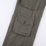 Julia Fox Low Rise Jeans Rock Style Cool Handsome Overalls Retro Multi-Pocket Straight Slimming Jeans