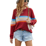 Women Pullover Knit Sweater Fall Winter Fashion Splicing Knitwear