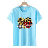 Valentine's Day T Shirt Men's and Women's Heart Printing Pullover Cotton Short Sleeve Women's T-shirt