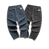 Man Fall Outfis Retro Washed Worn Jeans Street Leisure Wide-Leg Straight Pants