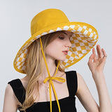 Vintage Check Bucket Hat Double-Sided Plaid Sunshade