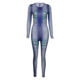 Summer sexy fashion printed long sleeve slim fit casual sports one-piece trousers for women